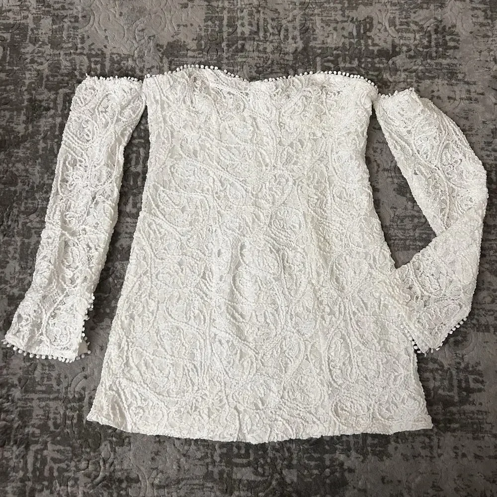 12th Tribe Lilliana Off Shoulder Lace Dress Women’s Size Large - Picture 2 of 15